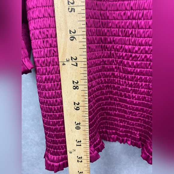 Lulu’s Magenta‎ Satin Smocked Mini Dress Jaw-Dropping Beauty Size M - Picture 12 of 16